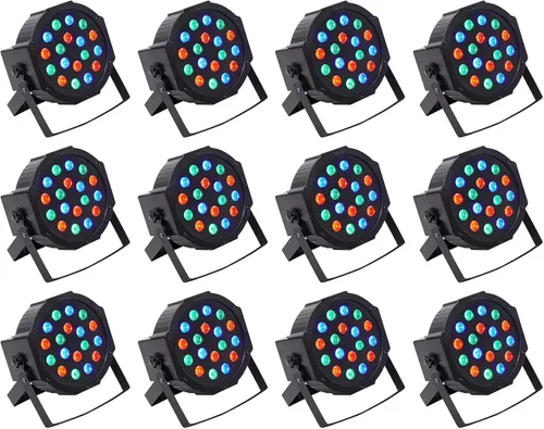 (12) Rockville RockPAR50 LED RGB Compact Par Can DJ/Club DMX Wash Light+Dual Bracket