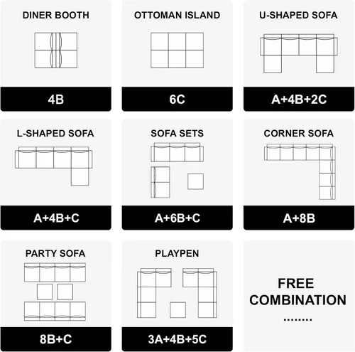 Vista 36 de Belffin Sofá modular Módulo medio con almacenamiento Accent Silla sin brazos para sofá modular seccional terciopelo negro