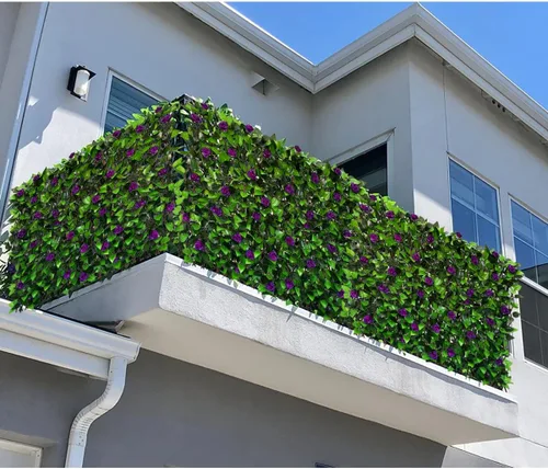 Vista 4 de LANDGARDEN Pantalla para valla de privacidad, hoja artificial, hiedra sintética, expandible/estirable