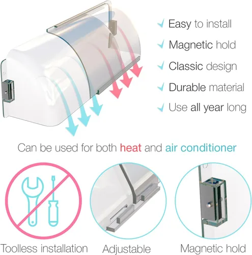 Vista 3 de Home Intuition Deflector de ventilación de calor y aire de 8.5 a 15 pulgadas, magnético, sin fusión, ajustable para rejillas de ventilación, paredes