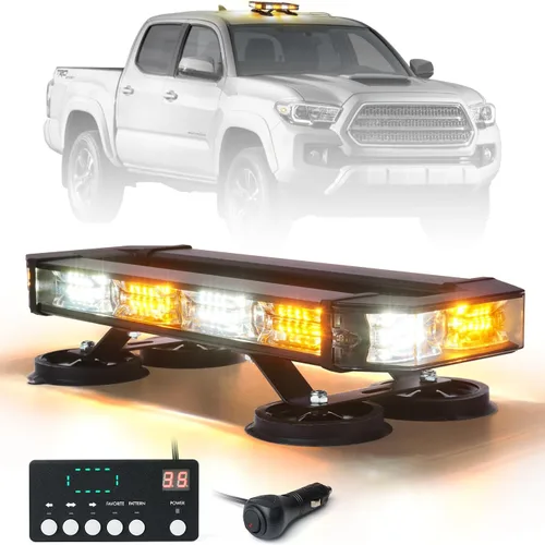 Vista 10 de LUMENIX Barra de luz estroboscópica de emergencia para techo con 72 luces LED con panel de control, base magnética, advertencia intermitente, barra