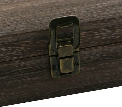 Vista 6 de Caja de madera antigua con tapa con bisagras y cerradura, caja de almacenamiento rectangular de madera decorativa para manualidades, pasatiempos