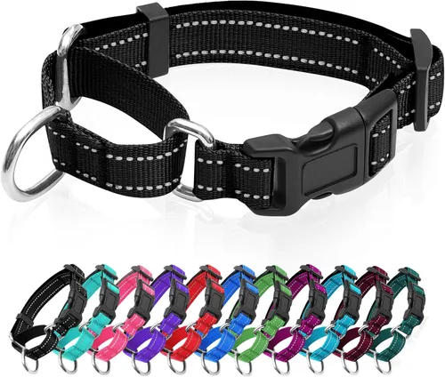 Vista 11 de Collares de perro Martingale reflectantes. Collar de perro con hebilla de liberación rápida. Collar de mascota de nylon ajustable, suave, acolchado