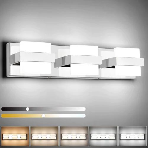 Vista 26 de SOLFART 6 luces ajustables negras para tocador de baño, modernas lámparas LED de tocador, accesorios de iluminación de baño para espejo de 41