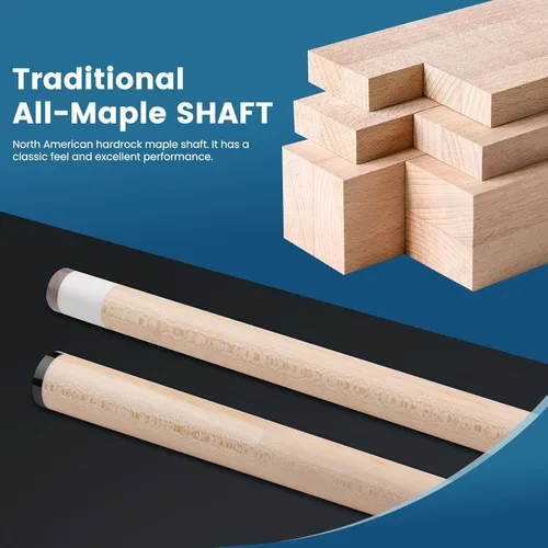 Vista 6 de Kit de Taco de Billar - Palo de Billar de Arce Teñido de 58 Pulgadas con Estuche Duro y Accesorios para Entusiastas del Billar