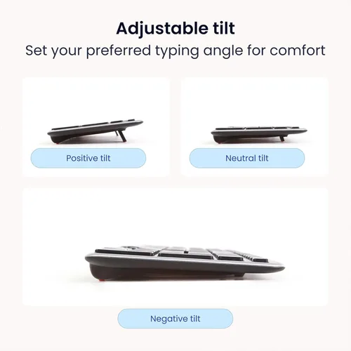 Vista 6 de Teclado Contour Balance - Teclado ergonómico compacto para aliviar el dolor de muñeca con inclinación ajustable para apoyar, compatible