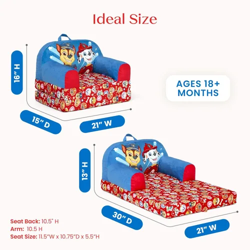 Vista 3 de Delta Children - Silla abatible PAW Patrol Cozee Buddy para niños - Certificado Greenguard Gold, azul