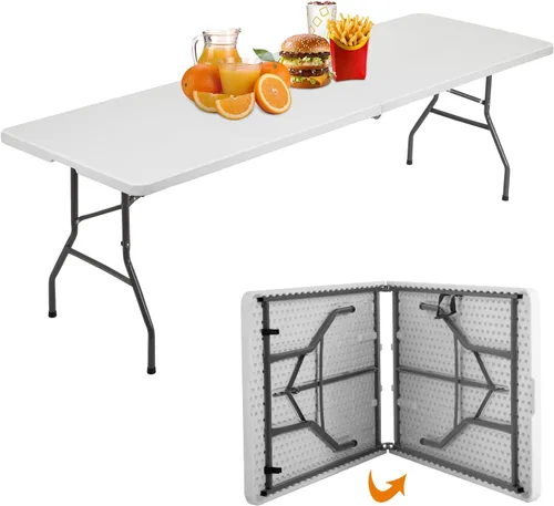 Vista 10 de BestOffice Mesa de picnic plegable de 4 pies, mesa de plástico plegable para eventos de fiesta, color negro