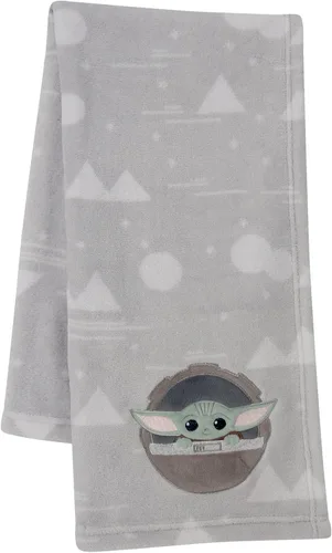 Lambs & Ivy Star Wars Mandalorian The Child/Baby Yoda - Manta de forro polar gris para bebé