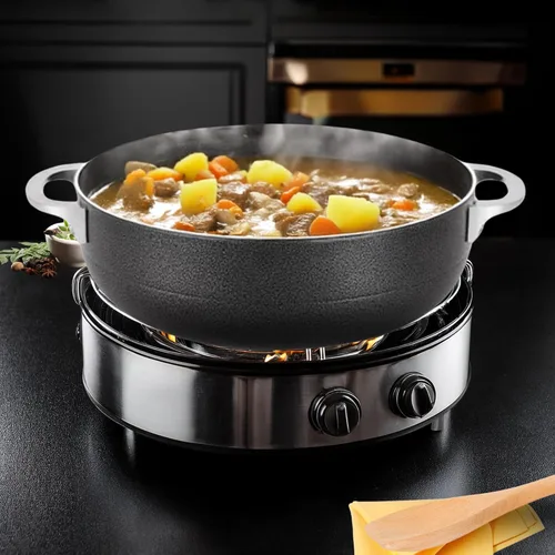 Vista 2 de Alpine Cuisine Olla de aluminio antiadherente de 3.5 cuartos de galón con tapa de vidrio y mango remachado Utensilios de cocina duraderos