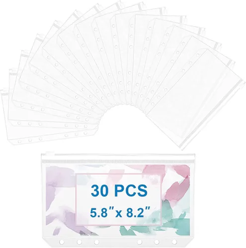 Vista 28 de 48 + 2 carpetas de bolsillo multicolor A4 de 3 anillos con bolsillos, bolsa con cremallera a granel, carpeta de 3 anillos para organizador