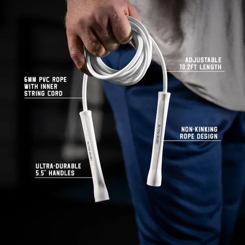 Vista 6 de hererope - Cuerda de saltar de boxeo ajustable de 0.236 in con cordón interior, asas irrompibles, cuerdas de salto de PVC duraderas que no se doblan