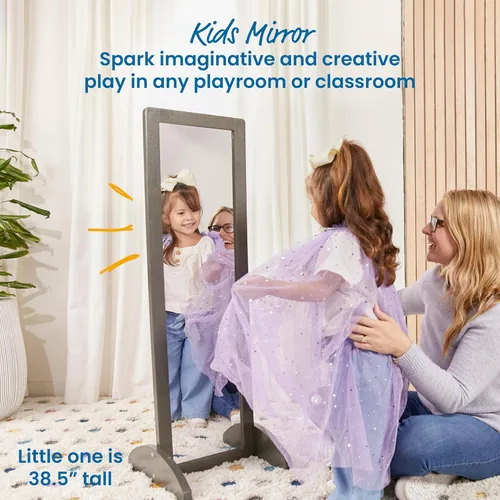 Vista 3 de ECR4Kids Espejo bidireccional de una sola cara, muebles para niños, lavado gris