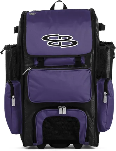 Vista 93 de Boombah Rolling Superpack - Bolsa para equipo de béisbol/sóftbol, varios colores, mango telescópico y capacidad para 4 murciélagos, versión con Negro