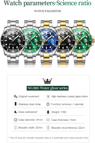 Vista 6 de OLEVS Reloj para hombre, esfera grande, reloj de acero inoxidable con reloj de cuarzo analógico impermeable para hombre, reloj de pulsera clásico