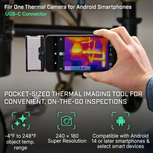 Vista 2 de FLIR One - Cámara de Imágenes térmicas para teléfonos inteligentes Android (USB-C), Super Resolución 240x180 (IR nativa 80x60)