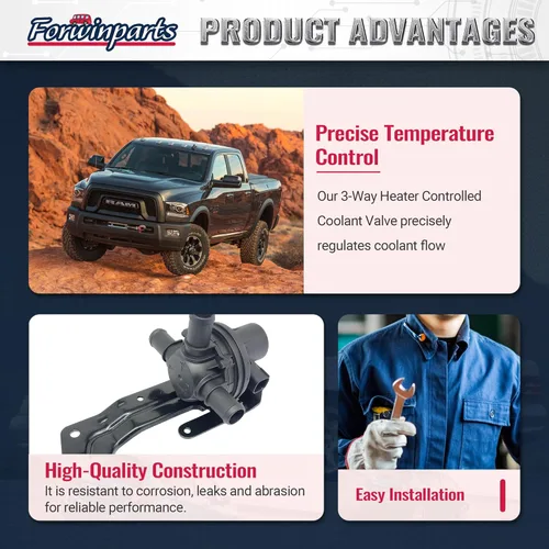 Vista 3 de Forwinparts 52014892AC Válvula de derivación de refrigerante de 3 vías para Dodge Ram 1500 2500 3500 4500 5500 de 2013 2014 2015 2016 2017 2018