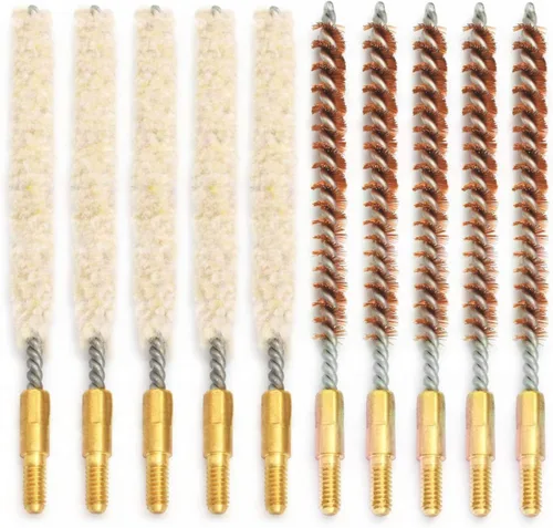 Juego de 10 cepillos/hisopos para limpieza de cañones, cepillos de limpieza para cañones de escopeta/pistola (calibre.17)
