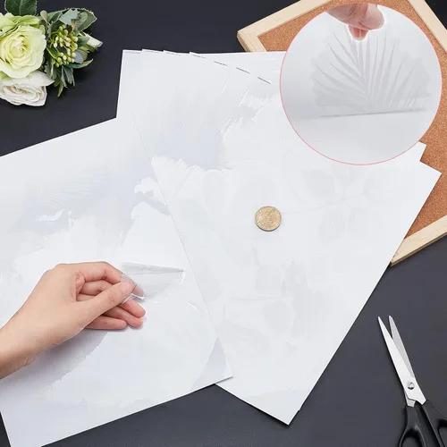 Vista 3 de arricraft 2 juegos de 52 calcomanías adhesivas para ventana, patrón de hojas, pájaro, anticolisión, transparente, no adhesiva, para decoración