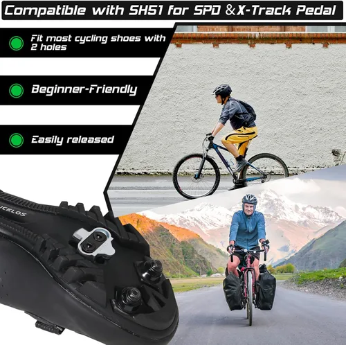 Vista 27 de BUCKLOS Pedales SPD PD-M680 para Bicicleta de Montaña con Clip en SPD Combo Plano de Doble Cara - Pedales para Bicicleta de Carretera MTB con Clips