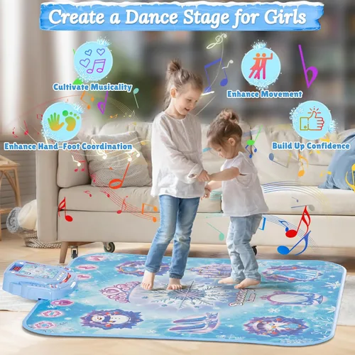 Vista 2 de Juguetes de baile para niñas: 8 botones Frozen Dance Pad inalámbrico Bluetooth juego de baile electrónico para niños con 4 modos de juego Luz LED