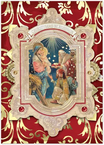 Vista 6 de Punch Studio Oh Holy Night Mary - Tarjetas dimensionales en caja con 12 tarjetas adornadas y sobres (57749)