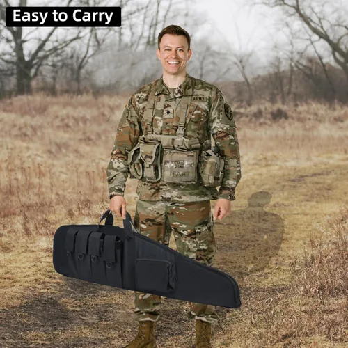 Vista 3 de Fundas Blandas para Rifles Estuches para Armas para Escopetas Bolsa para Rifle Largo con Múltiples Portacargadores, Correa de Hombro Ajustable