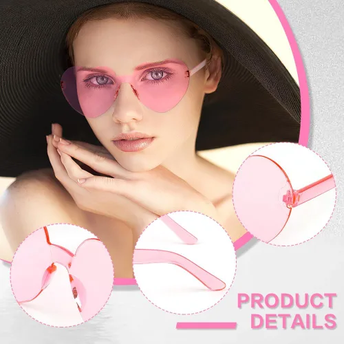Vista 3 de Rinacci Lentes de sol con forma de corazón, 2 pares de lentes de sol en forma de corazón, gafas de sol rave para mujeres, regalos de fiesta
