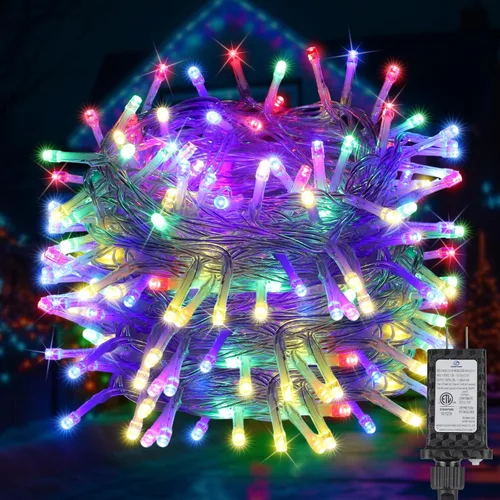 Vista 12 de Luces de Navidad enchufables de 70 pies, 200 luces LED de hadas conectables para interiores y exteriores con temporizador y 8 modos, luces de árbol