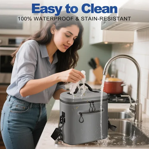 Vista 6 de Bolsa térmica aislada, 7/16/30 latas plegable con abridor de botellas para refrigeradores de almuerzo para picnic, playa, trabajo, viajes, bolsas