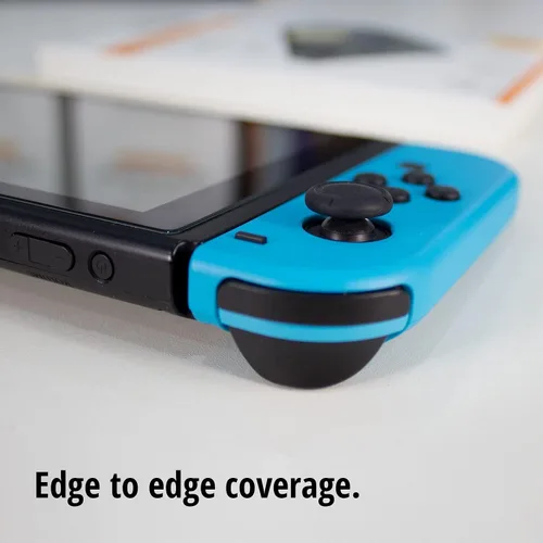 Vista 2 de Orzly Protectores de pantalla de vidrio compatibles con Nintendo Switch Protector de pantalla de vidrio templado de primera calidad, paquete doble