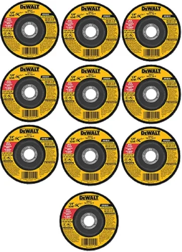 DEWALT DW4514B5 - Muela abrasiva metálica de 4-1/2 pulgadas por 1/4 pulgadas por 7/8 pulgadas, paquete de 10