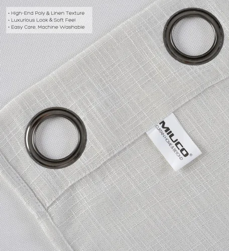 Vista 4 de Cortinas para sala de estar de 2 paneles (2 x 37 pulgadas de ancho), cortinas con textura de lino, con ojales, de la marca Miuco