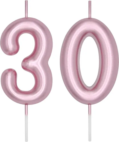 Vista 198 de DERVENTA Vela con números de 2.36 pulgadas, decoración perfecta para cumpleaños, brunch, postre, pastel, 1 pieza (número 0 rosa)