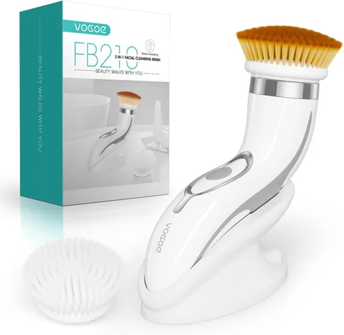 VOGOE Cepillo de limpieza facial, exfoliante facial giratorio, recargable, rotación de 2 velocidades, cepillos eléctricos para limpieza y Gris