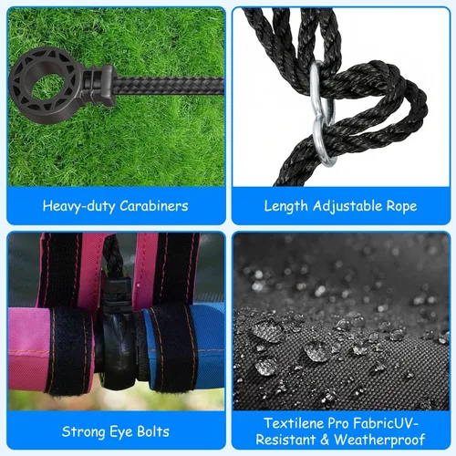 Vista 4 de Columpio para árbol de platillo para niños al aire libre, tela de textileno resistente al desgarro y a los rayos UV, impermeable, columpios 40