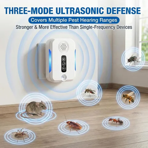 Vista 2 de Repelente ultrasónico mejorado 2026 de plagas para interiores, enchufe electrónico de control de plagas, repelente para cucarachas, roedores