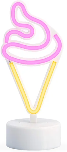 Vista 7 de Amped & Co Lámpara de escritorio de helado, colección mini LED neón, decoración de habitación Night Lite, funciona con pilas, 8 pulgadas, letreros