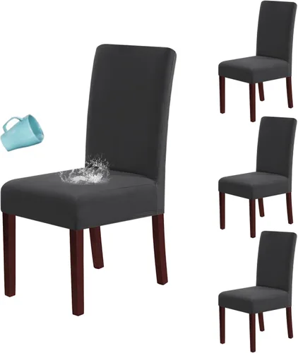Vista 8 de H.VERSAILTEX Juego de 2 fundas 100% impermeables para sillas de comedor, fundas elásticas para sillas de comedor, fundas protectoras para sillas