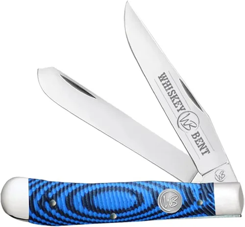 Vista 23 de WHISKEY BENT HAT CO. Navaja de bolsillo plegable tradicional Trapper de 4.125 pulgadas, longitud cerrada, cuchillas de acero inoxidable 440C (azteca)