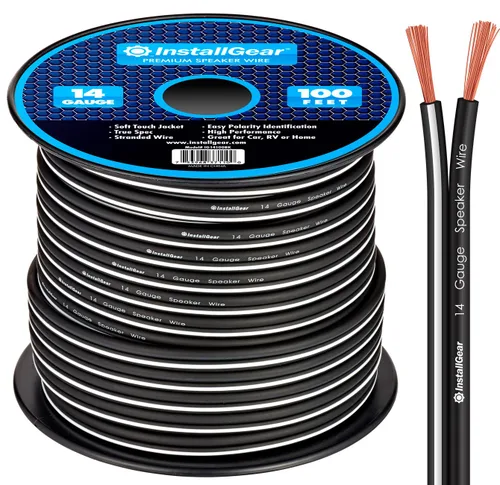 Vista 14 de InstallGear Cable de altavoz de calibre 14 de 30 pies, cable de altavoz de audio de automóvil de aluminio revestido de cobre para sistemas estéreo
