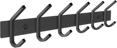 Vista 15 de Perchero de Abrigos Pequeño Negro Mate para Pared – Riel de Ganchos de Acero Inoxidable de 6 Pulgadas con 2 Ganchos Dobles para Abrigos