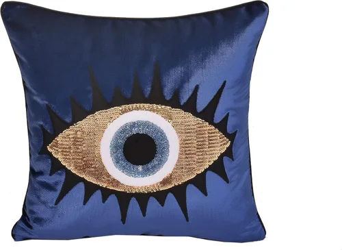 Vista 10 de Funda de almohada decorativa con patrón de mal de ojo para sofá, funda de cojín de terciopelo beige, funda de almohada única para decoración