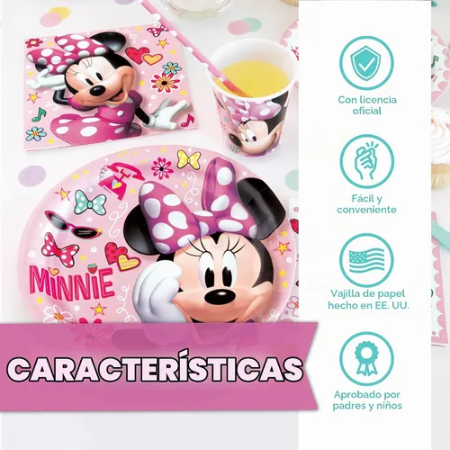 Vista 5 de Cartel de decoración de cumpleaños de Minnie Mouse, mantel y recuerdos de fiesta de tatuajes Officially Licensed Minnie Mouse Party Decorations