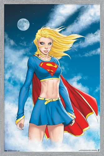 Vista 13 de Trends International DC Comics - Póster de pared de Supergirl - Nubes, 14.725 x 22.375 pulgadas, versión enmarcada de madera de granero