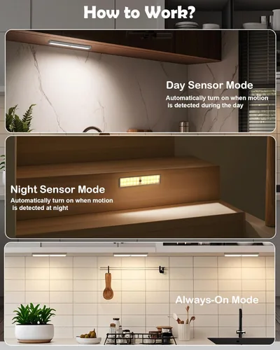 Vista 7 de SZOKLED Iluminación inalámbrica para debajo del gabinete de 58 LED, luces nocturnas con sensor de movimiento RGB con control remoto, luces