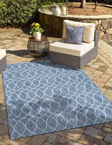 Vista 11 de Unique Loom Outdoor Trellis Collection - Alfombra de área (10 pies, redonda, verde/marfil)