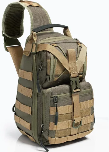 Vista 2 de NICGID Mochila militar táctica Daypack Molle Army Assault Pack Bug Out Bag Viaje Pesca Senderismo Trekking Mochila Verde militar-057