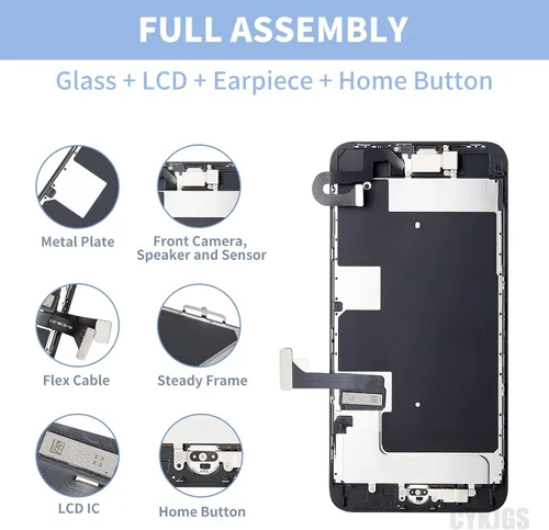 Vista 2 de Para iPhone 8 Plus Reemplazo de pantalla con botón de inicio 5.5 "Kit de reparación negro, 3D táctil 8plus pantalla LCD digitalizador montaje