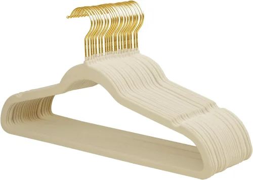 Vista 19 de ManGotree Perchas de terciopelo con gancho dorado giratorio de 360°, perchas de fieltro antideslizantes para trajes, colgador de ropa delgado que